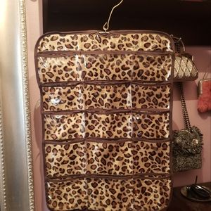 Leopard print hanging jewelry organizer